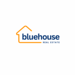 Blue Orange Modern Illustration House Professional Real Estate Logo